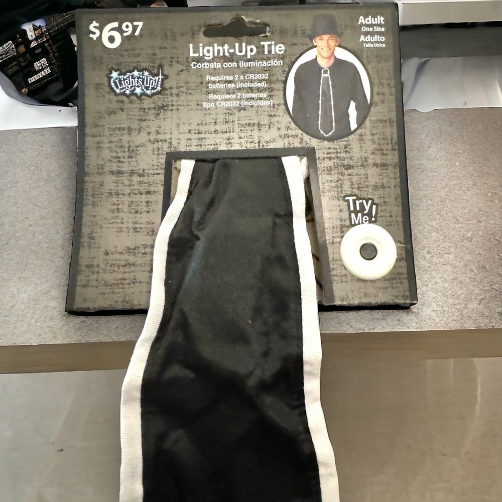 Lights Up! LED Light Up Tie Black White Adult One Size Novelty Costume